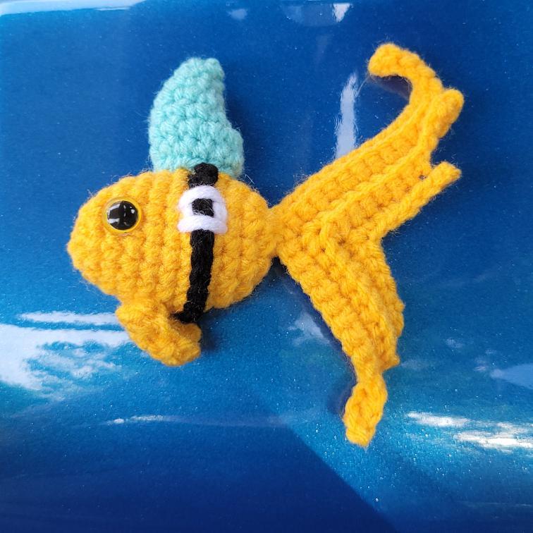 Goldie crochet goldfish with shark fin pattern