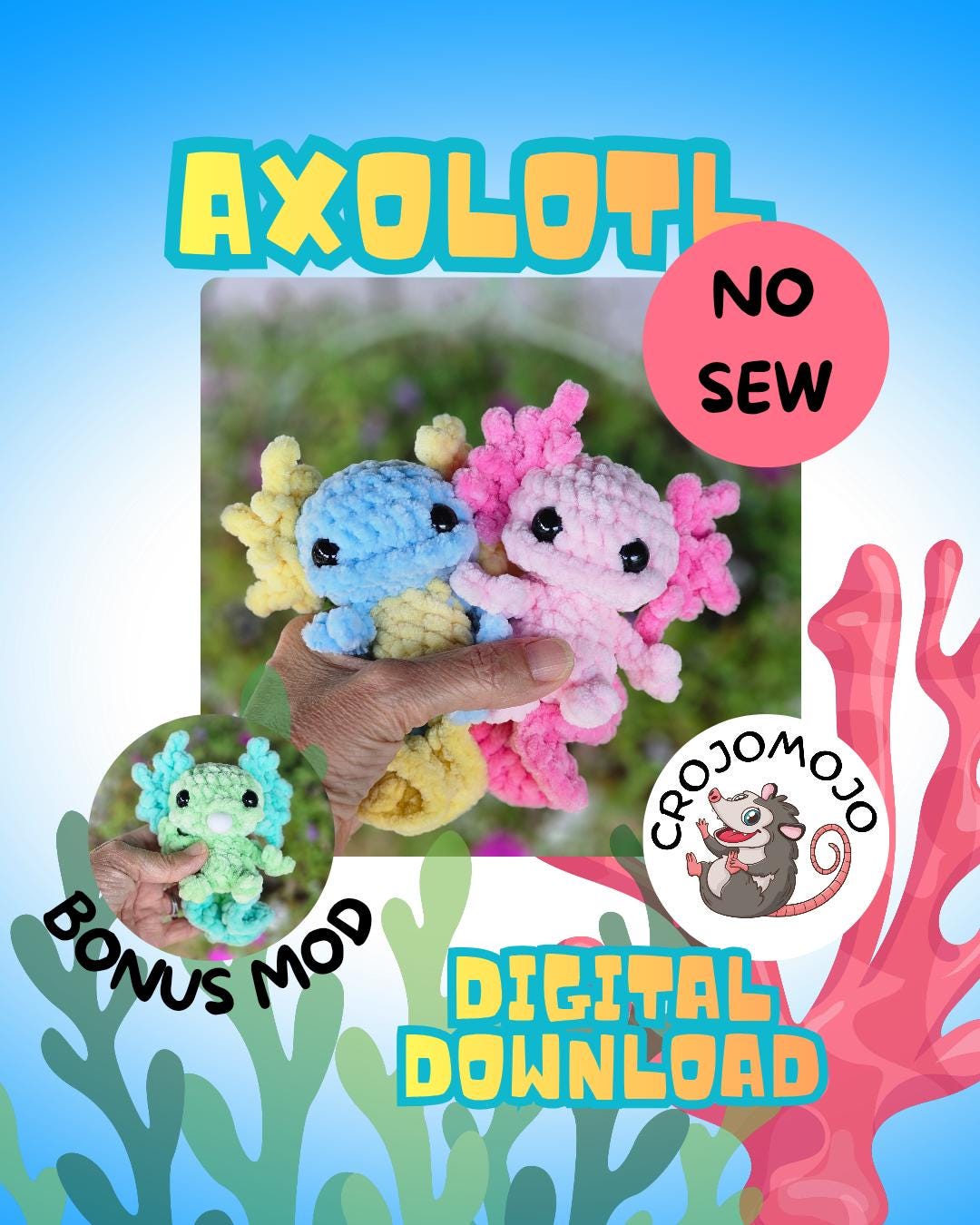 Axolotl gremlin crochet pattern