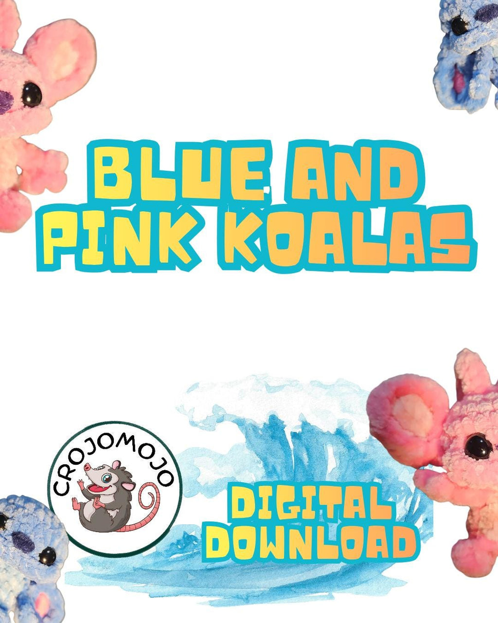 Blue and Pink Koalas gremlin pattern