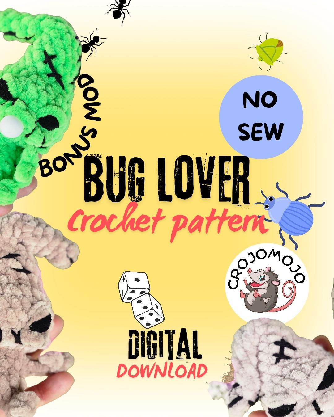 Bug lover gremlin crochet pattern