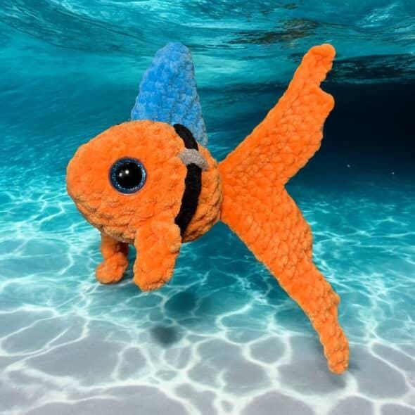 Goldie crochet goldfish with shark fin pattern