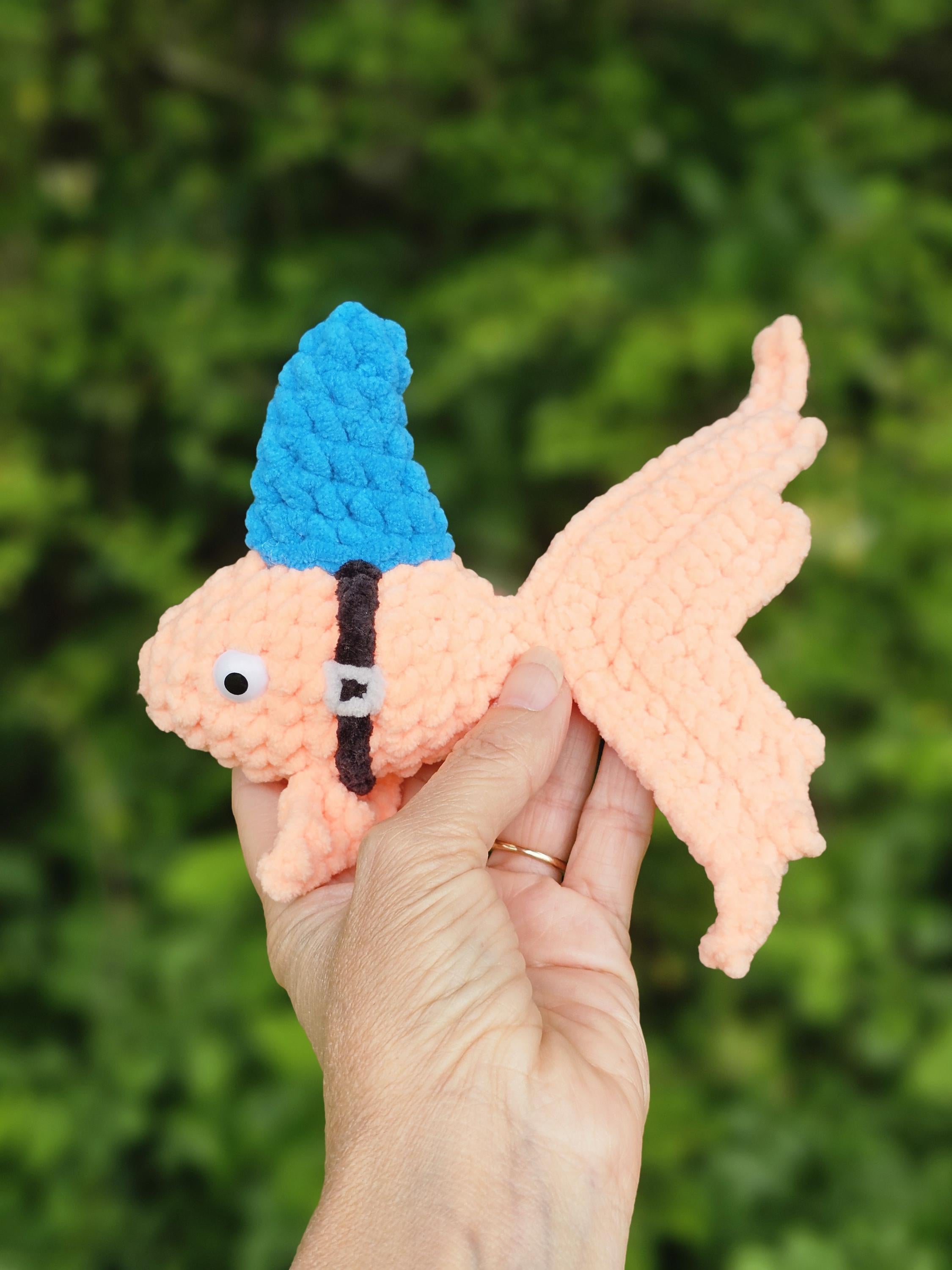 Goldie crochet goldfish with shark fin pattern