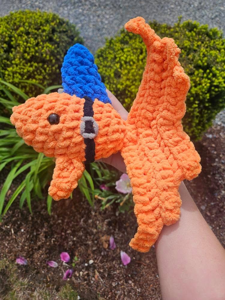 Goldie crochet goldfish with shark fin pattern