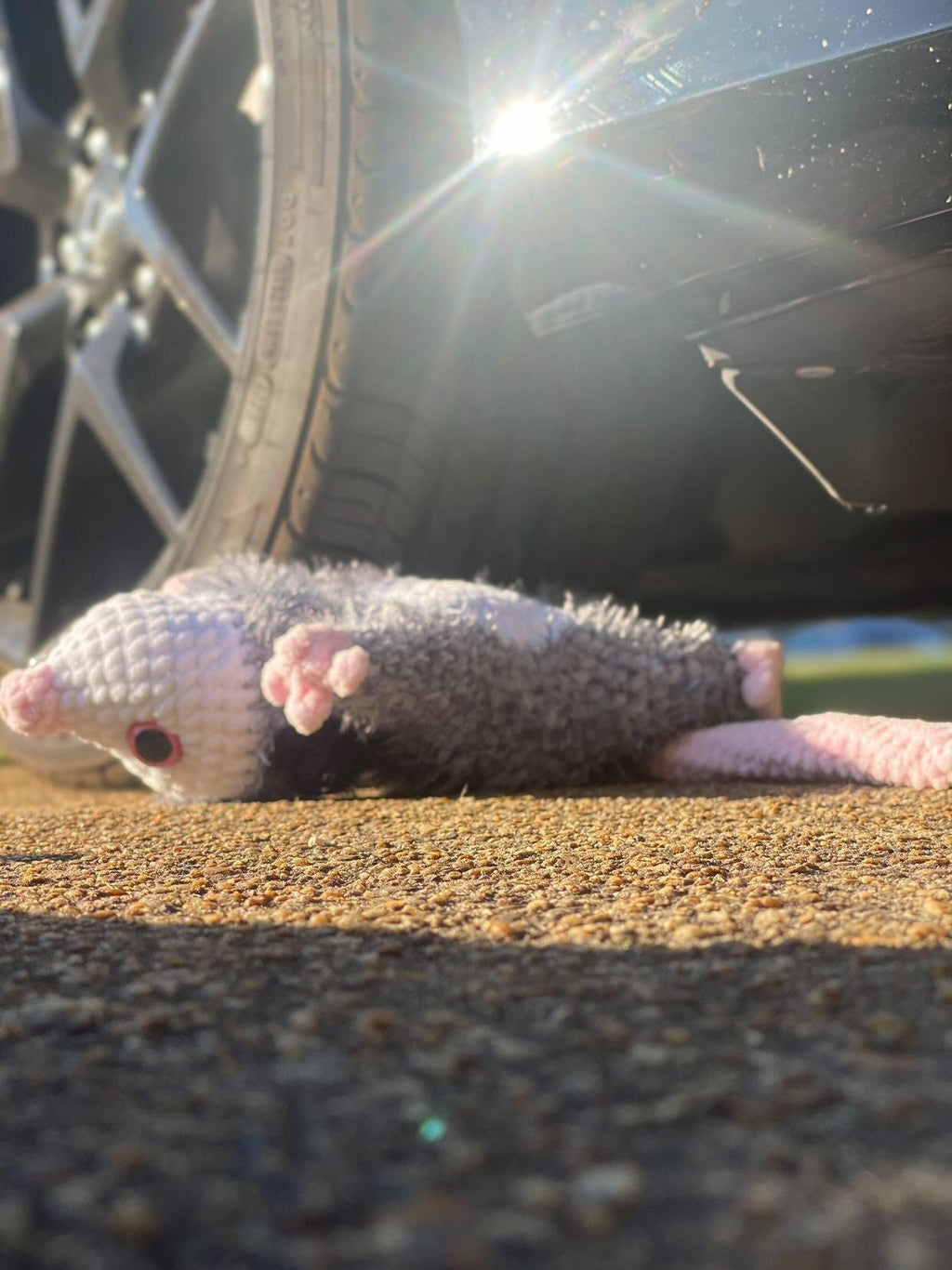 Roadkill Opossum crochet pattern